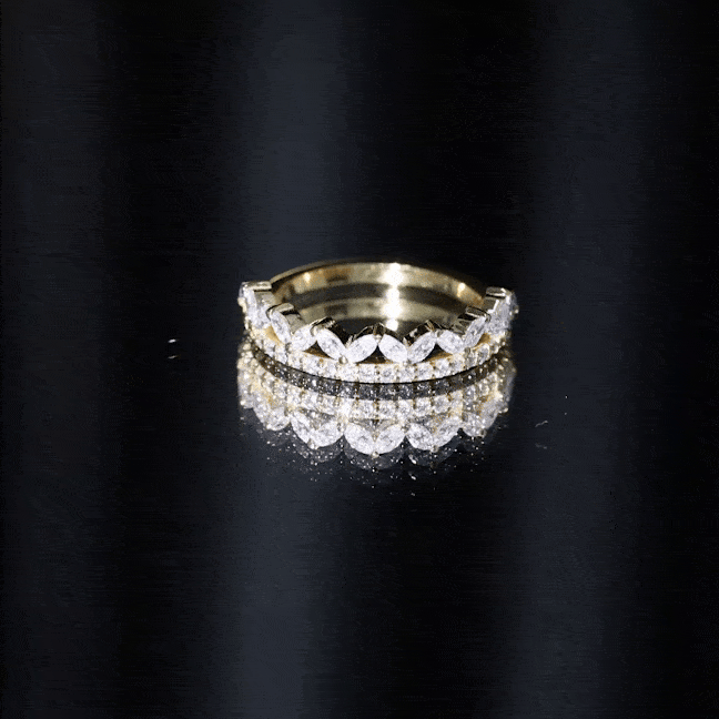 Certified Moissanite Half Eternity Wedding Band in Crown Style