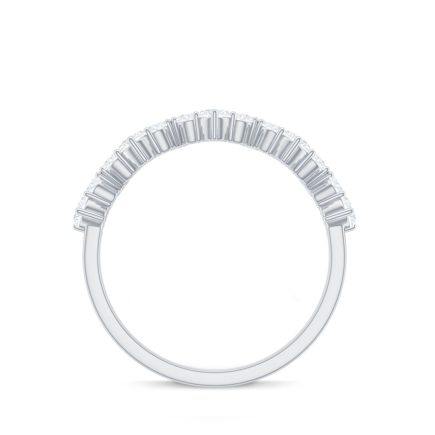 Zig Zag Style Moissanite Half Eternity Band Ring