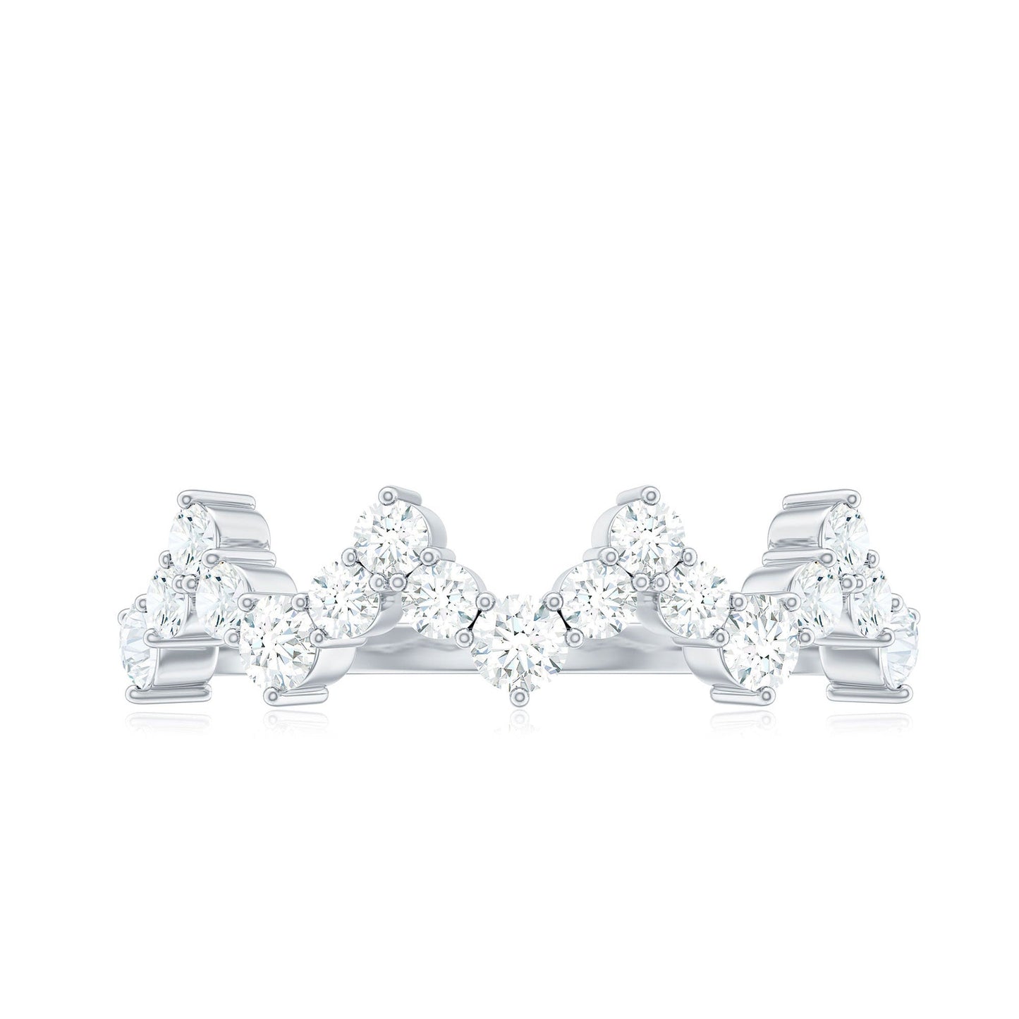 Zig Zag Style Moissanite Half Eternity Band Ring