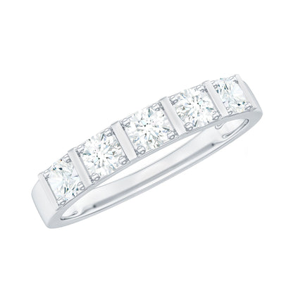 Round Cut Certified Moissanite Five Stone Anniversary Band for Men
