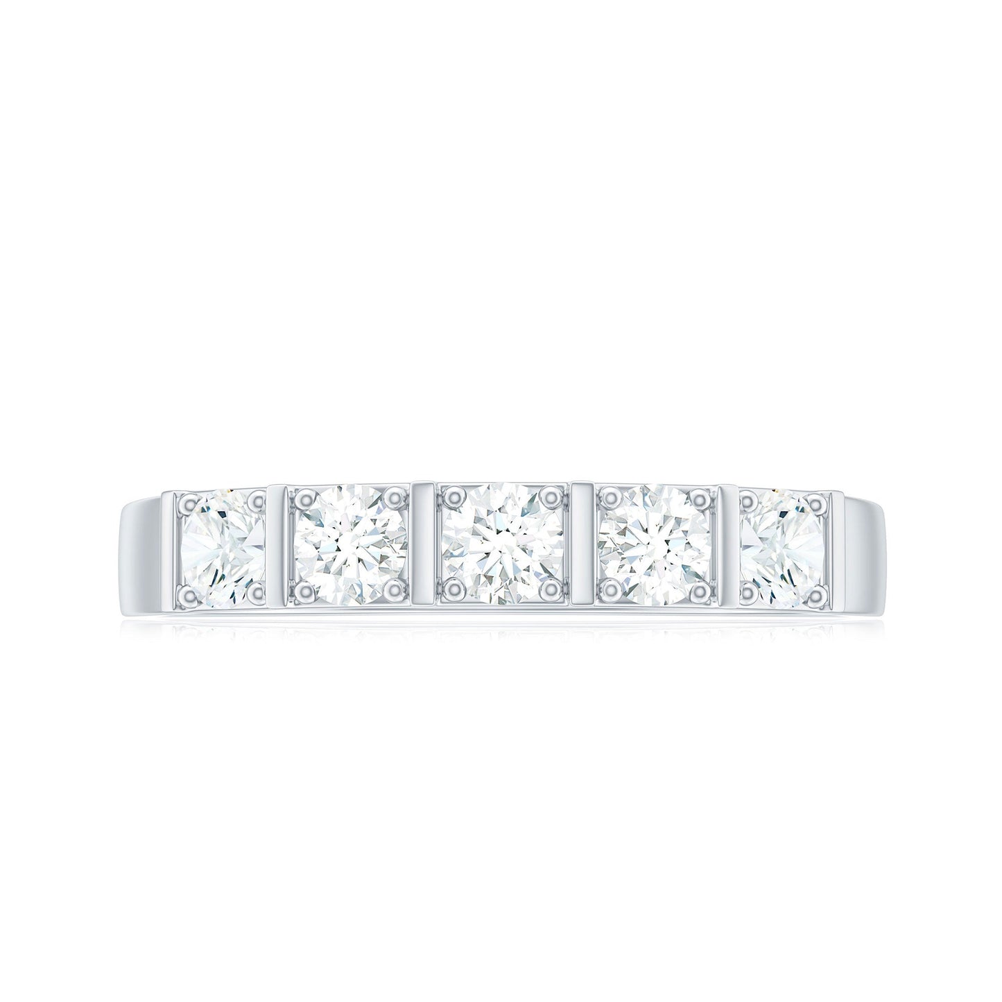 Round Cut Certified Moissanite Five Stone Anniversary Band for Men