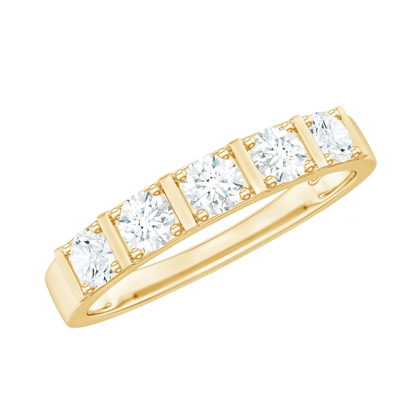 Round Cut Certified Moissanite Five Stone Anniversary Band for Men