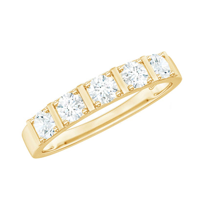 Round Cut Certified Moissanite Five Stone Anniversary Band for Men