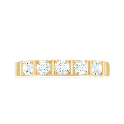 Round Cut Certified Moissanite Five Stone Anniversary Band for Men