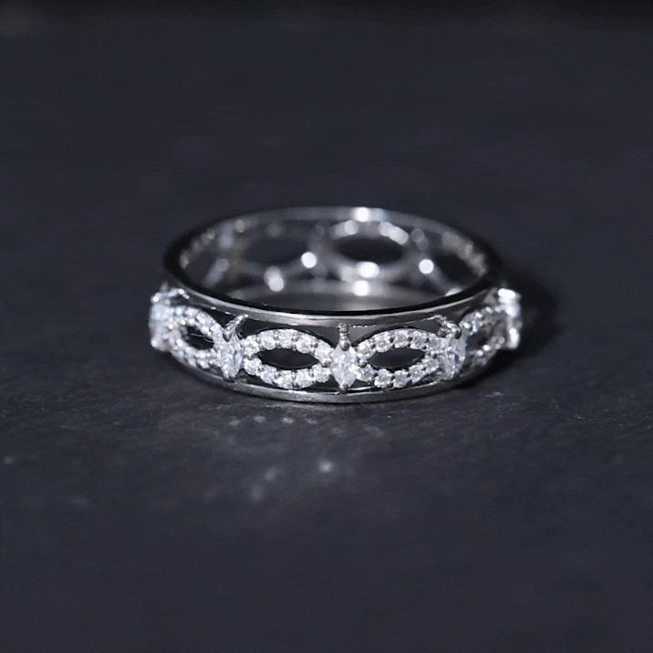 Certified Moissanite Infinity Wedding Band for Her