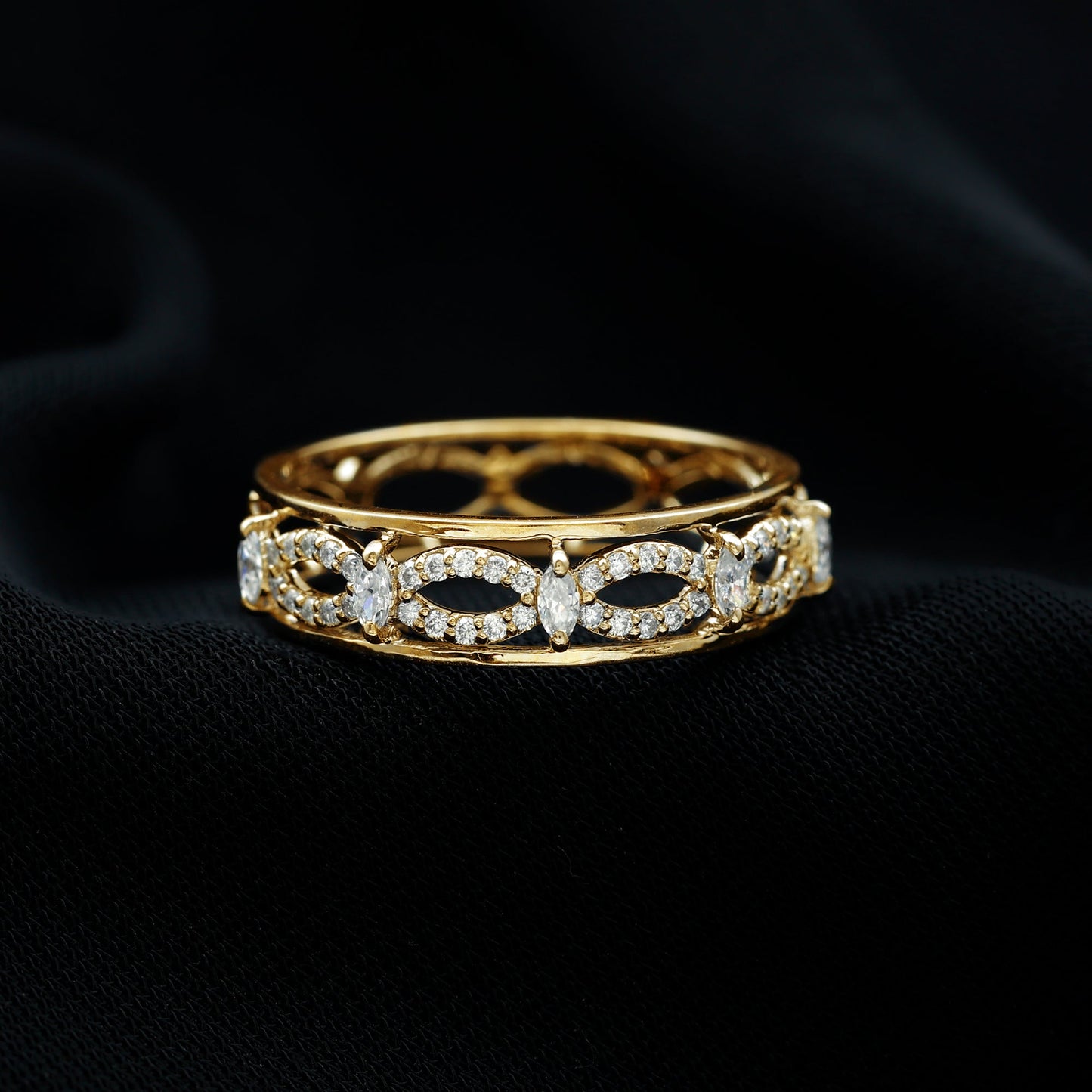 Certified Moissanite Infinity Wedding Band for Her