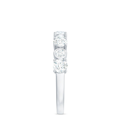 Certified Round Cut Moissanite Half Eternity Band Ring