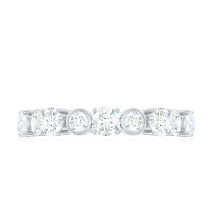 Certified Round Cut Moissanite Half Eternity Band Ring