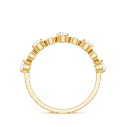 Certified Round Cut Moissanite Half Eternity Band Ring