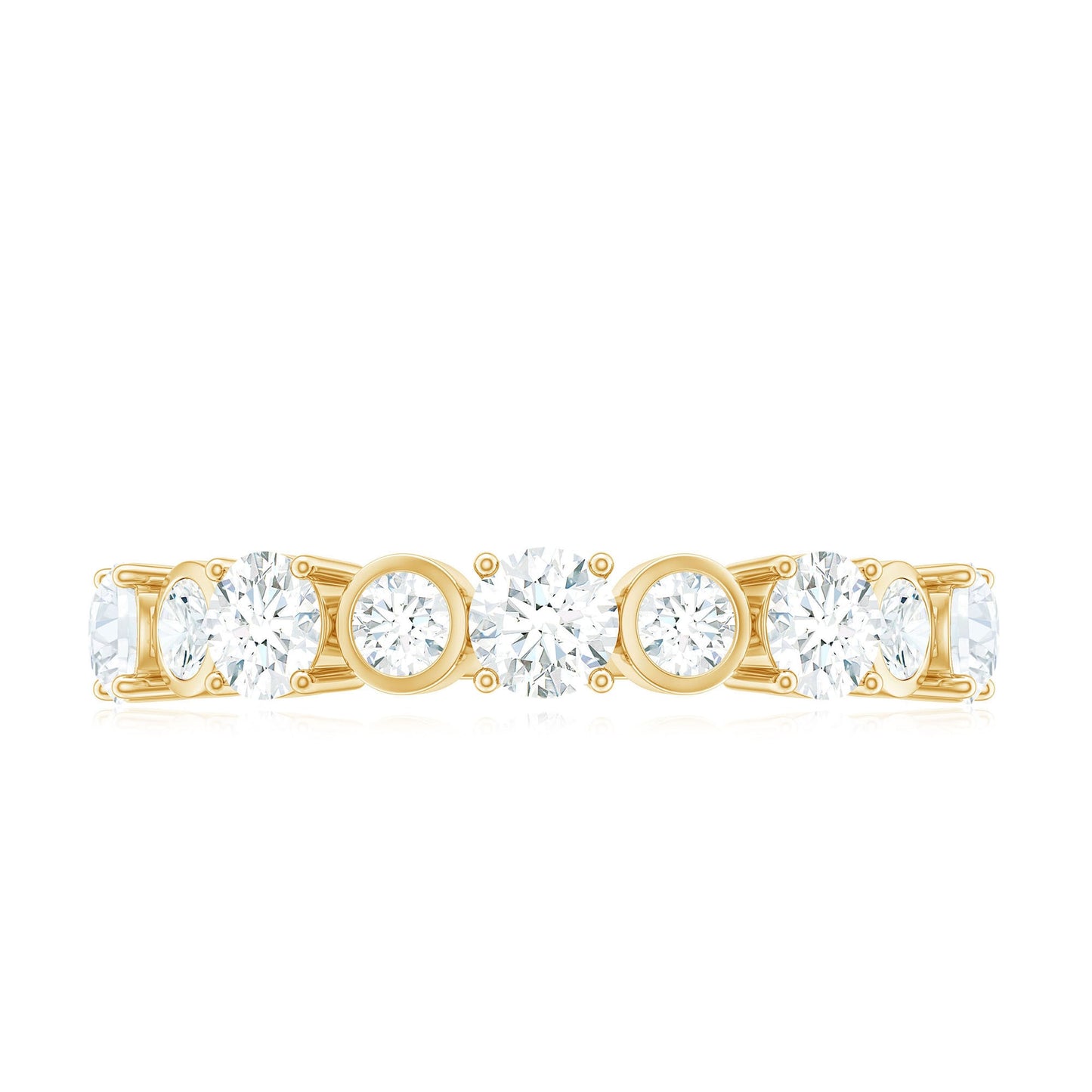 Certified Round Cut Moissanite Half Eternity Band Ring
