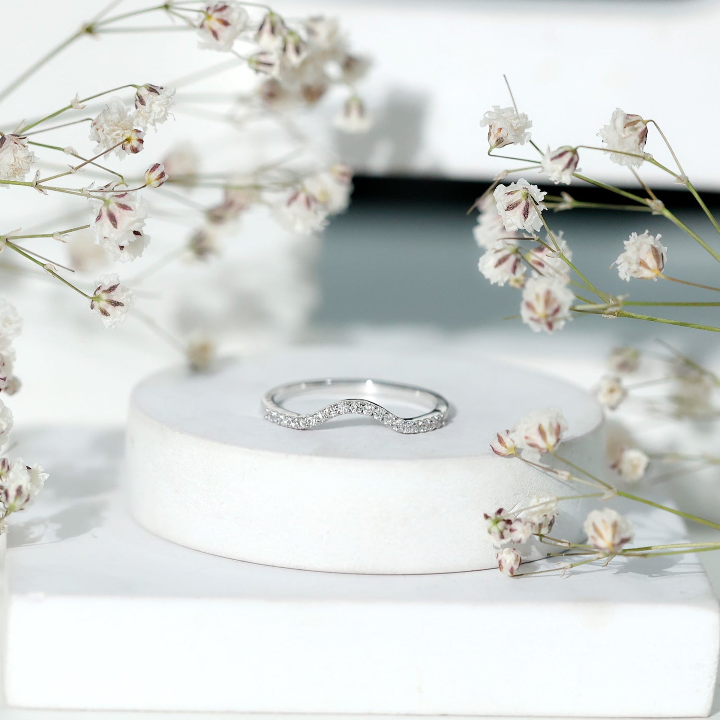 Real Diamond Curved Enhancer for Engagement Ring