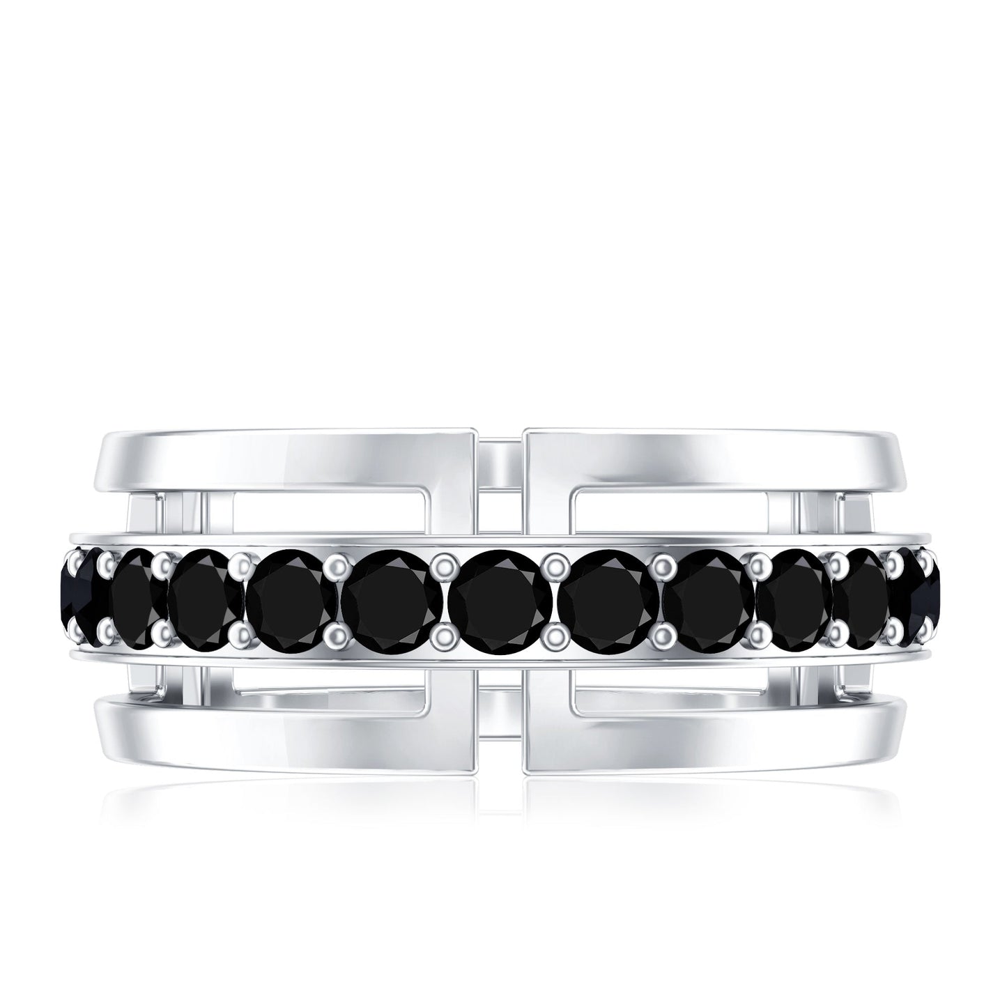Certified Lab Created Black Diamond Wedding Band for Men