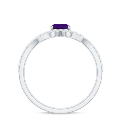 1 Carat Amethyst Oval Engagement Ring with Diamond Split Shank
