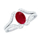 Natural 0.6 Carat Ruby Oval Engagement Ring with Diamond Split Shank