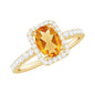 Real 1 Carat Citrine Oval Engagement Ring with Diamond Halo