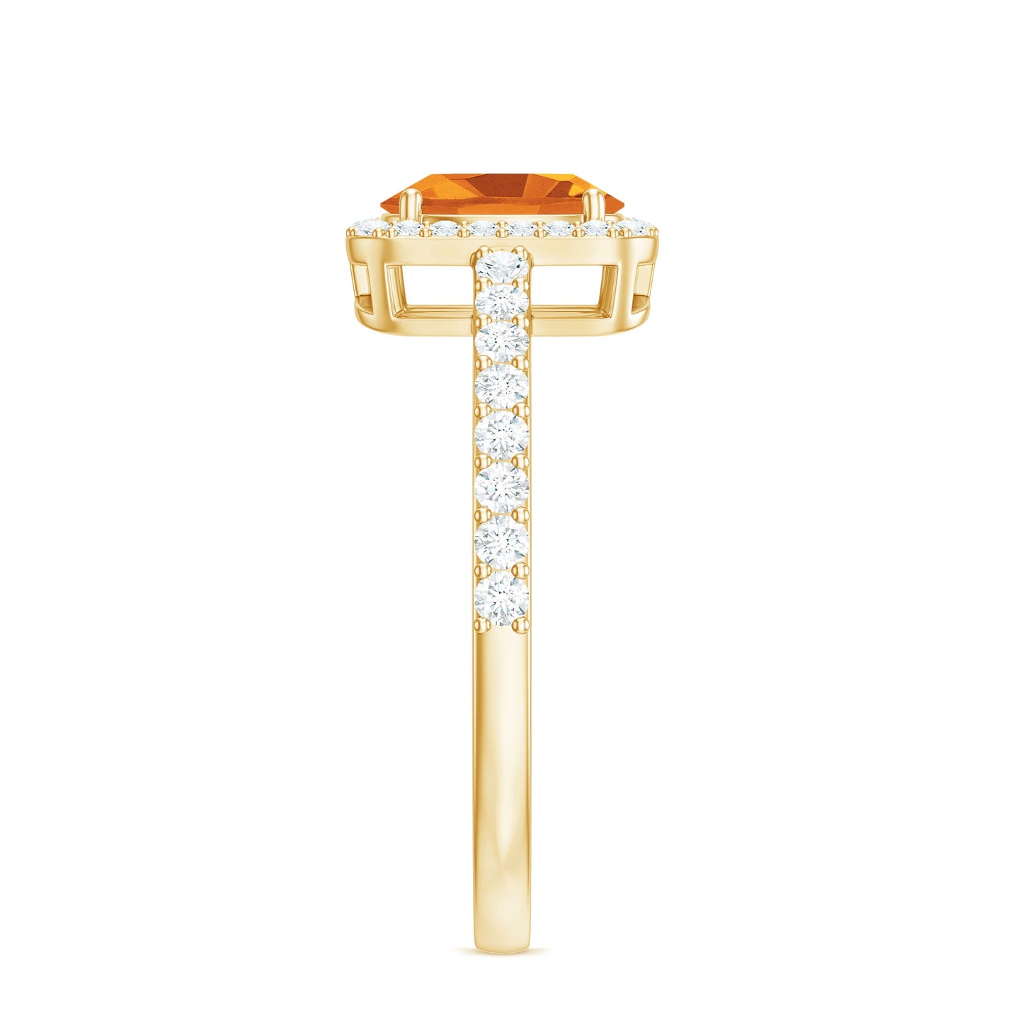 Real 1 Carat Citrine Oval Engagement Ring with Diamond Halo