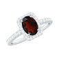 Classic 1.5 Carat Garnet Oval Engagement Ring with Diamond Halo