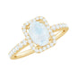 0.6 Carat Oval Cut Moonstone Ring with Diamond Halo