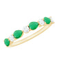 Pear Shape Emerald and Diamond Half Eternity Ring in East West Style