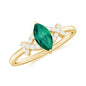Designer Lab Grown Emerald Marquise Engagement Ring with Diamond