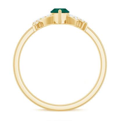 Designer Lab Grown Emerald Marquise Engagement Ring with Diamond