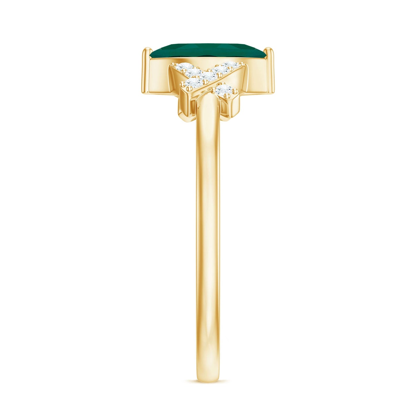 Designer Lab Grown Emerald Marquise Engagement Ring with Diamond