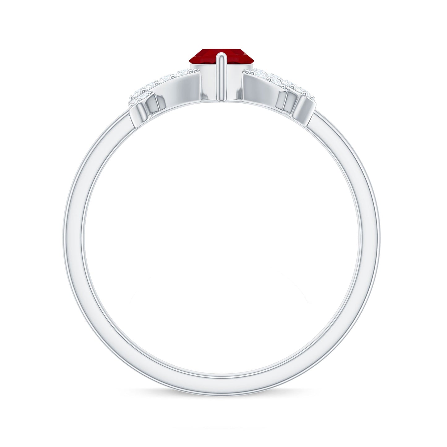 Marquise Cut Lab Created Ruby Designer Engagement Ring