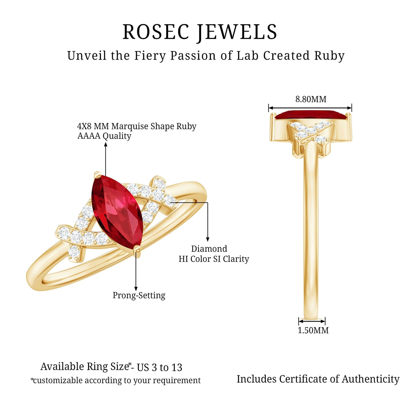 Marquise Cut Lab Created Ruby Designer Engagement Ring