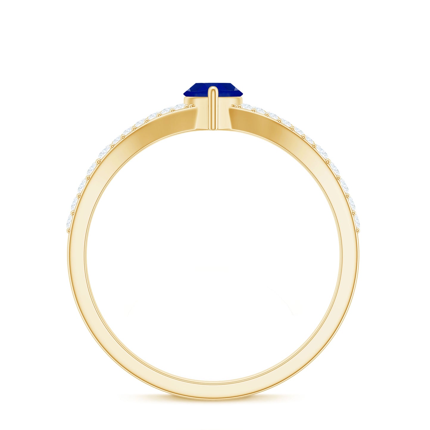 Certified 0.75 Carat Lab Grown Blue Sapphire Marquise Engagement Ring with Diamond Split Shank
