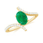 Oval Shaped Emerald Bypass Engagement Ring with Diamonds