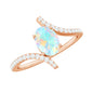 Natural Ethiopian Opal Oval Engagement Ring with Diamond Bypass Shank