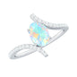 Natural Ethiopian Opal Oval Engagement Ring with Diamond Bypass Shank