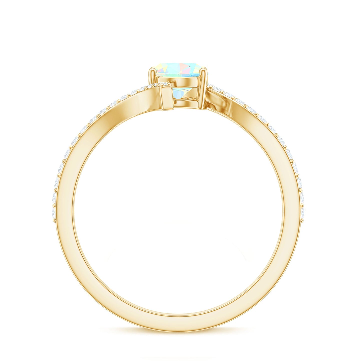 Natural Ethiopian Opal Oval Engagement Ring with Diamond Bypass Shank