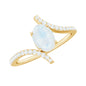 Oval Moonstone and Diamond Bypass Engagement Ring