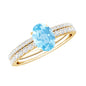 Natural Aquamarine Diamond Oval Engagement Ring with Wedding Band