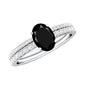 1 Carat Oval Cut Black Onyx Solitaire Rings Set with Diamond Wedding Band