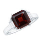 Natural 3.3 Carat Asscher Cut Garnet Engagement Ring with Diamond
