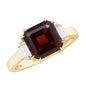 Natural 3.3 Carat Asscher Cut Garnet Engagement Ring with Diamond