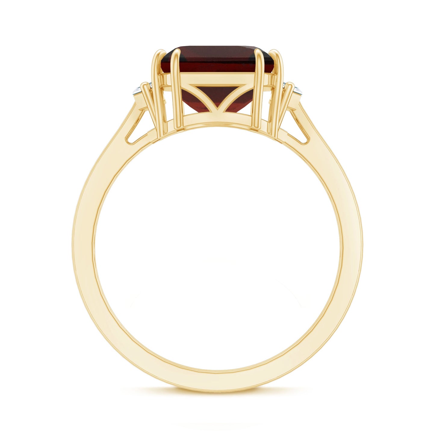 Natural 3.3 Carat Asscher Cut Garnet Engagement Ring with Diamond