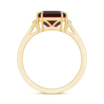 Natural 3.3 Carat Asscher Cut Garnet Engagement Ring with Diamond