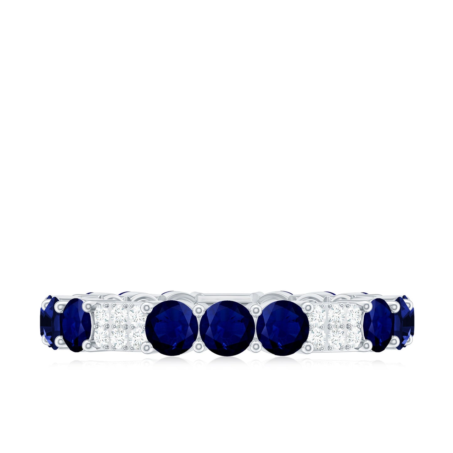 Natural Blue Sapphire and Diamond Eternity Wedding Band