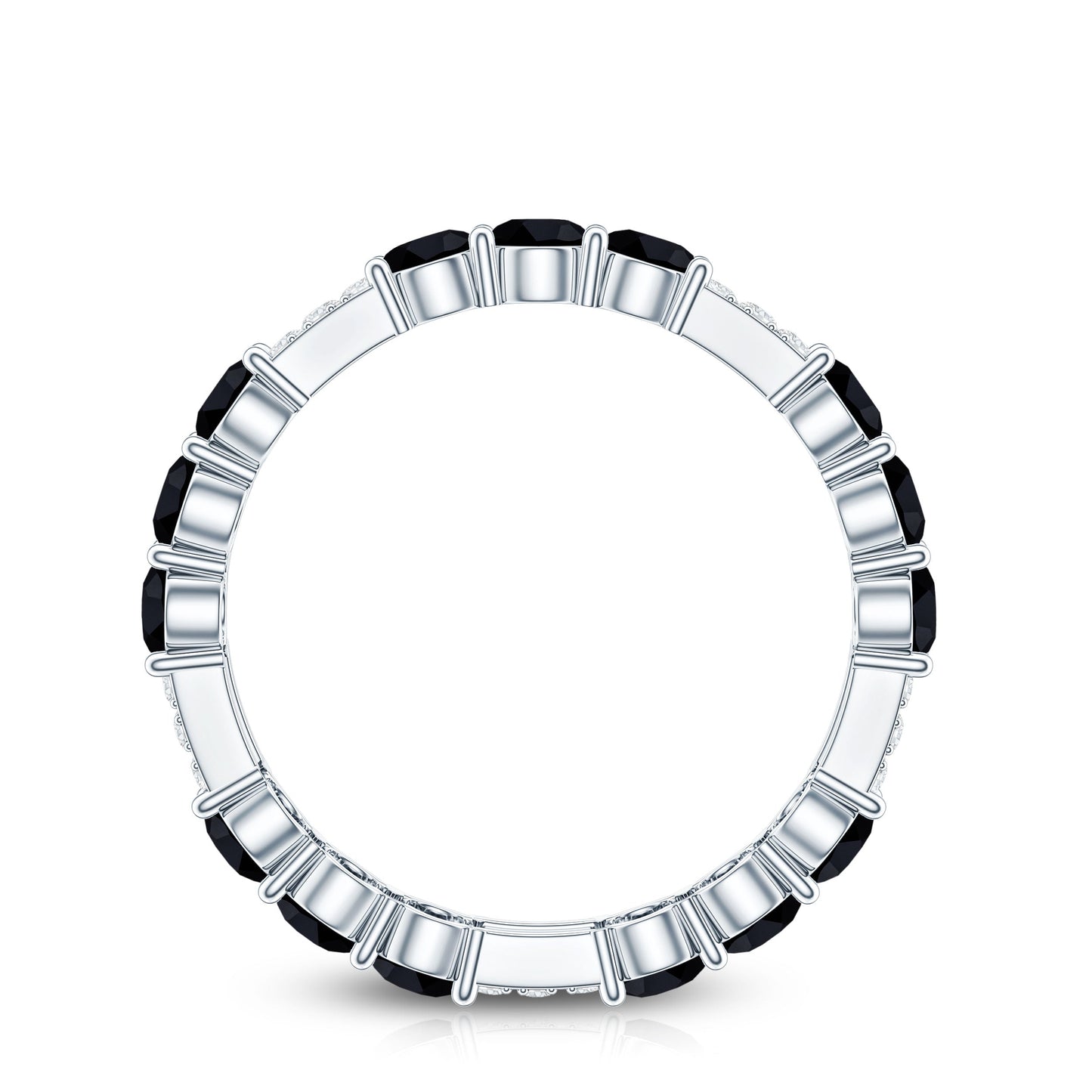 Certified Lab Grown Black and White Diamond Wedding Eternity Ring