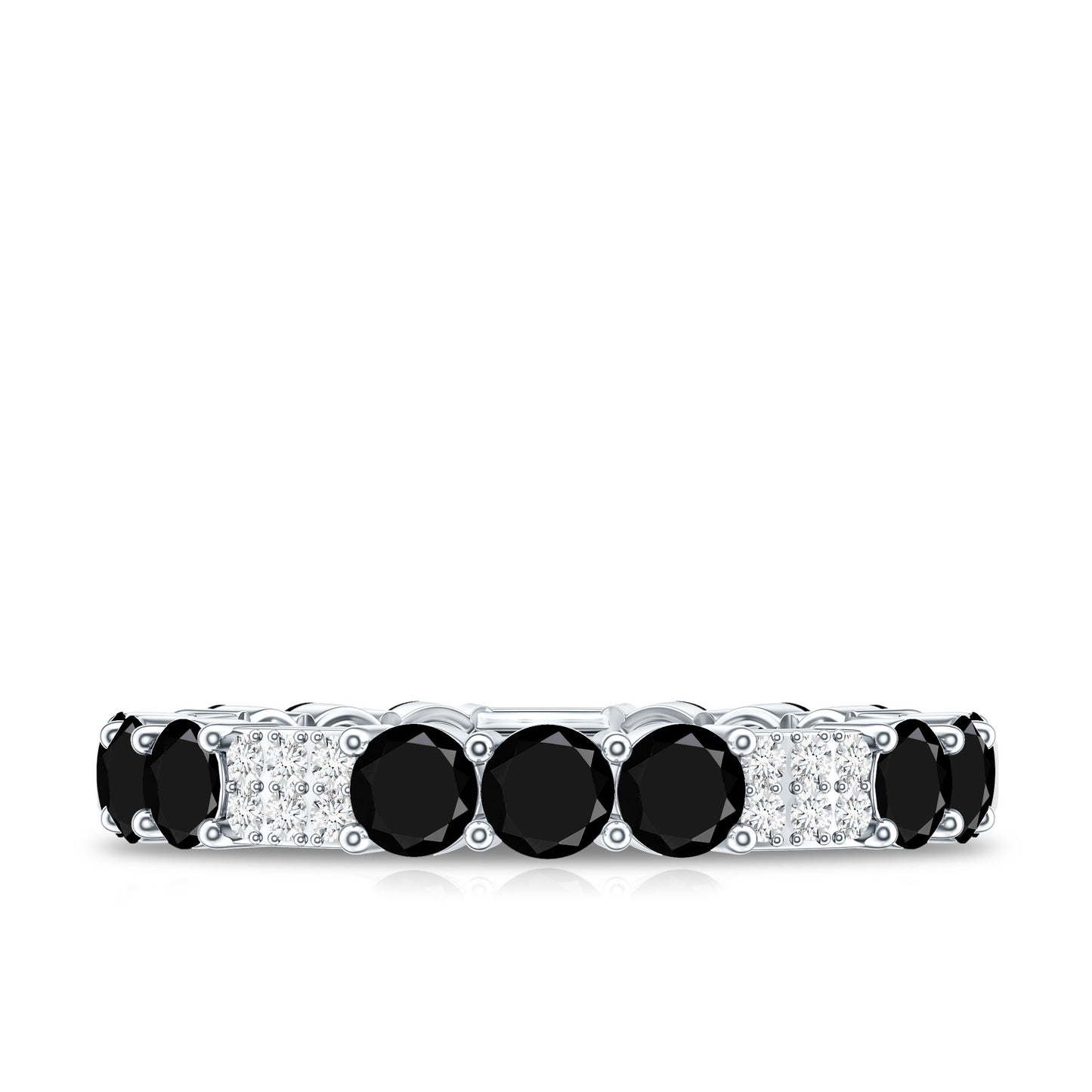 Certified Lab Grown Black and White Diamond Wedding Eternity Ring