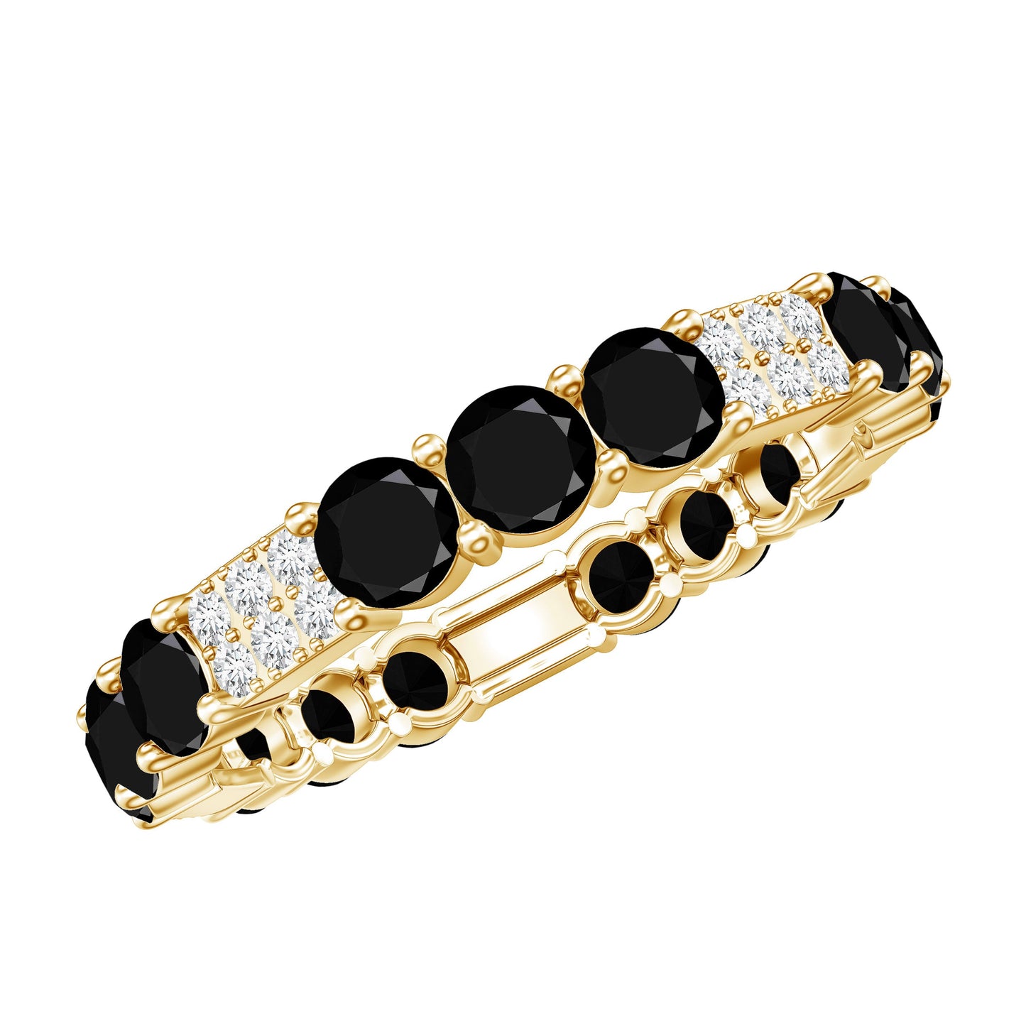 Certified Lab Grown Black and White Diamond Wedding Eternity Ring