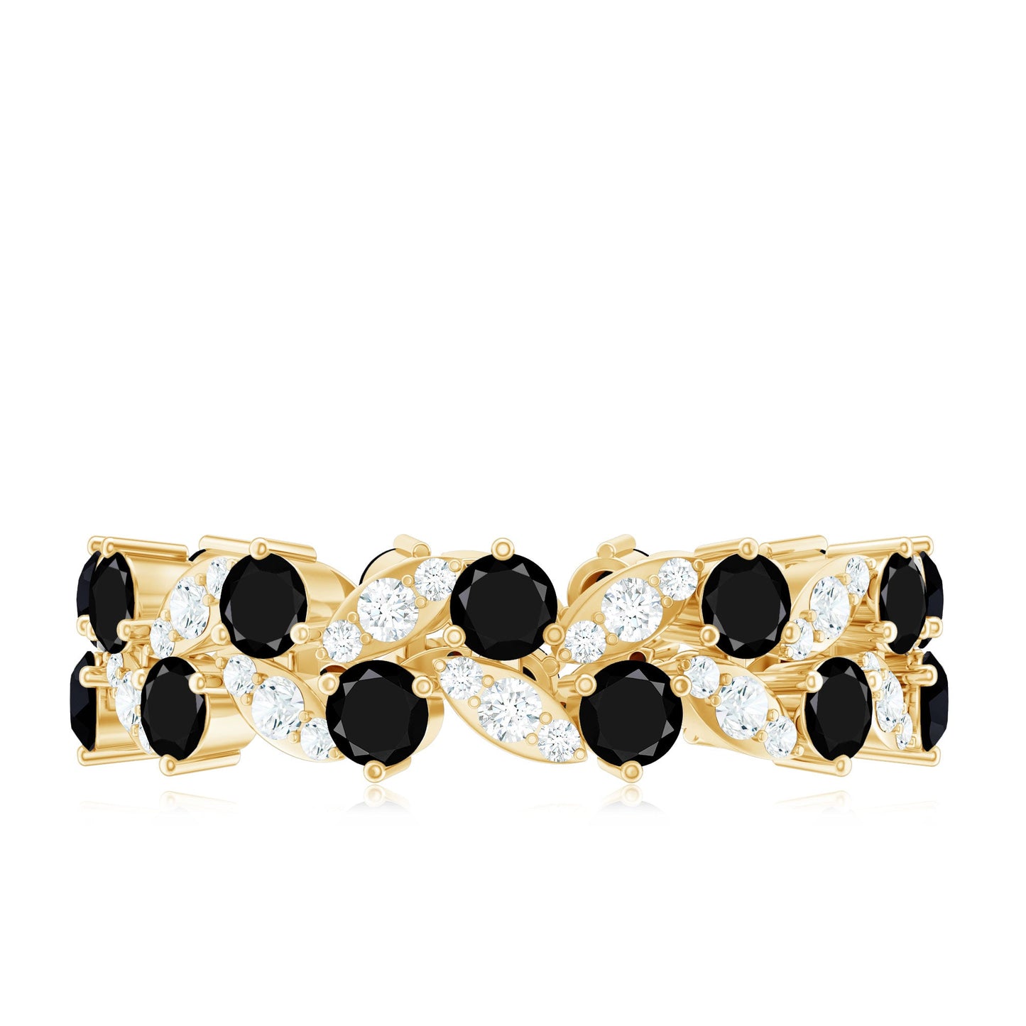 Nature Inspired Lab Grown Black Diamond Eternity Band Ring with Moissanite