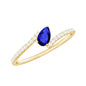 Certified Lab Created Blue Sapphire and Diamond Promise Ring with Bypass Shank