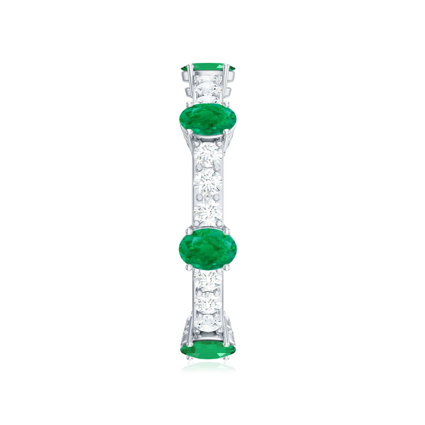 Natural Oval Emerald Diamond Eternity Marriage Anniversary Ring