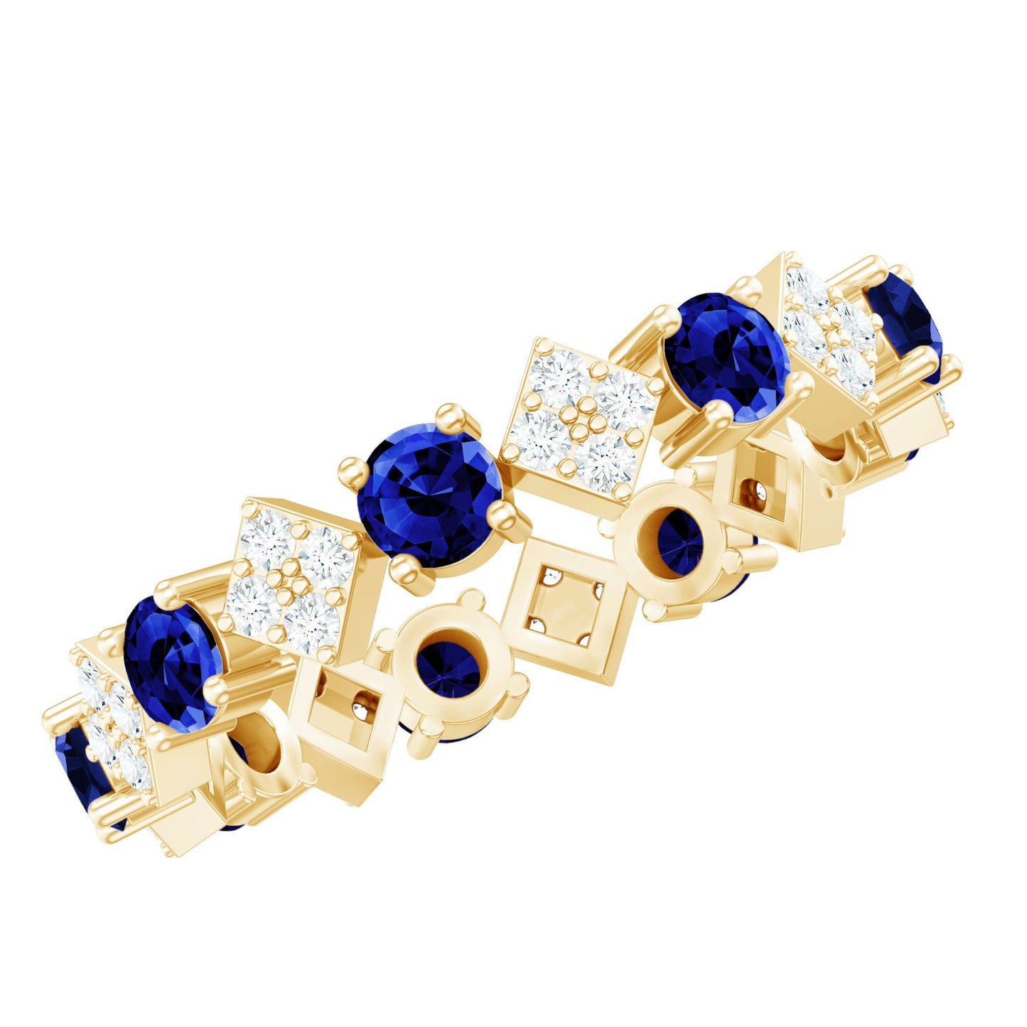 Certified Lab-Created Blue Sapphire and Diamond Eternity Band Ring