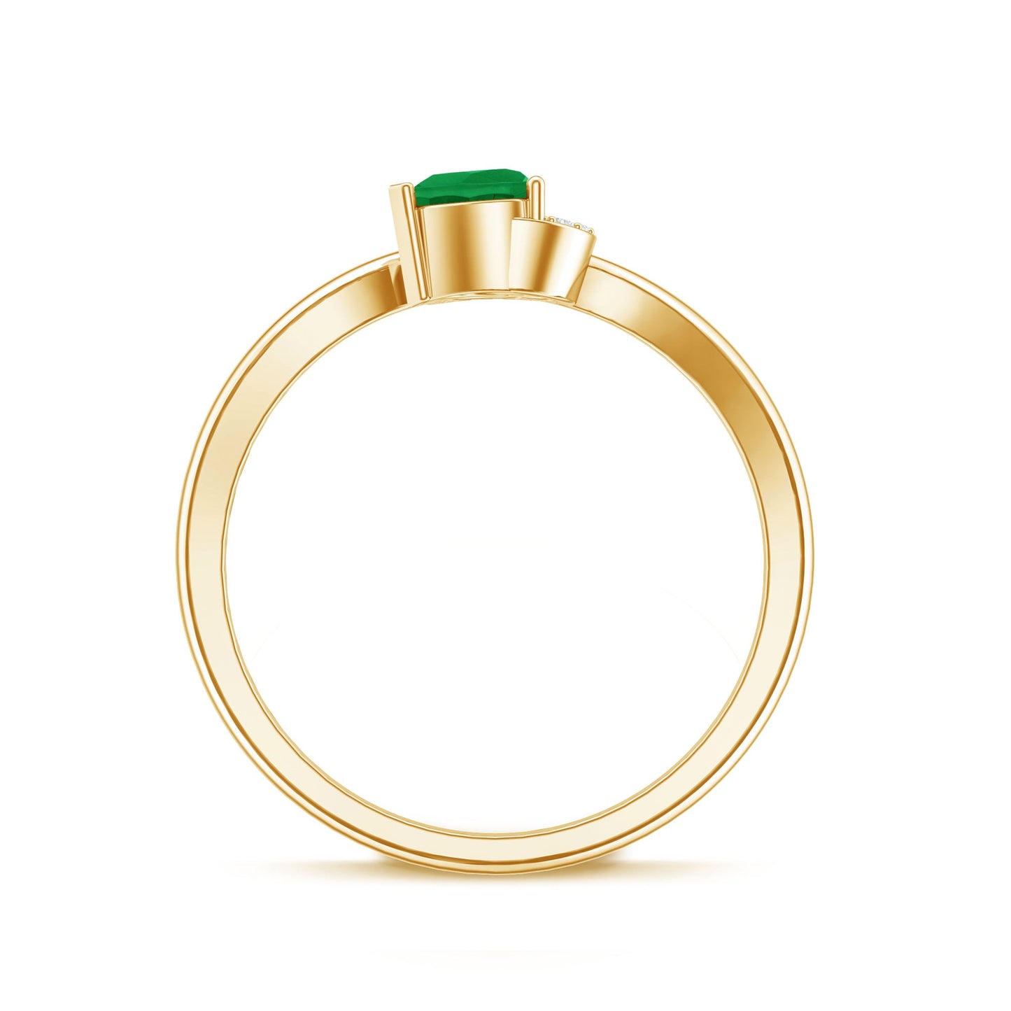 Certified Natural Emerald Heart Promise Ring with Diamond