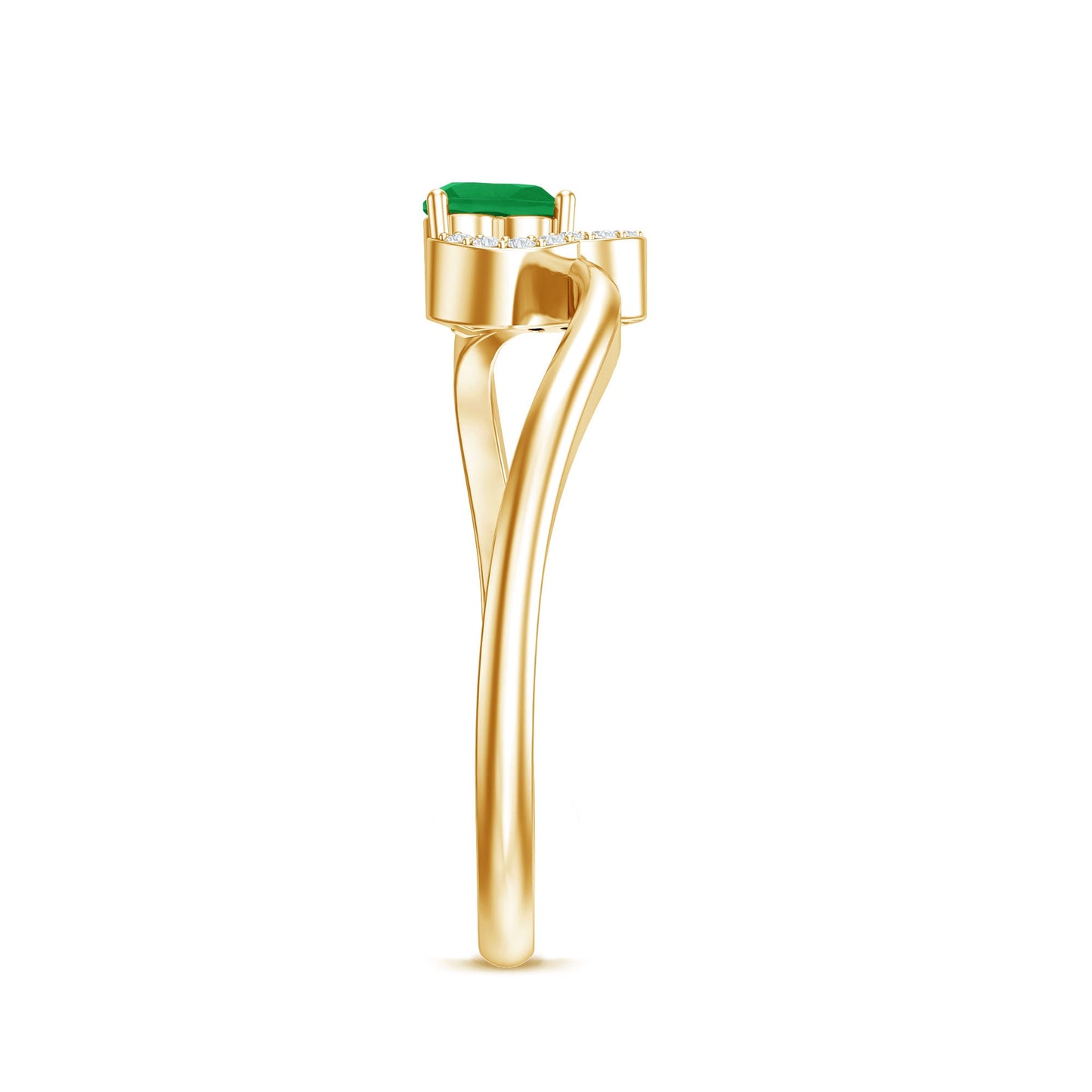 Certified Natural Emerald Heart Promise Ring with Diamond